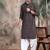 Deep beige cotton sequins kurta pajama for mens