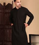 Black cotton chikankari kurta pajama for mens