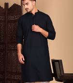 Deep blue cotton chikankari kurta pajama for mens