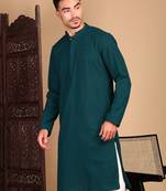 Firozi cotton chikankari kurta pajama for mens