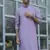 cotton blend solid knee length mauve kurta