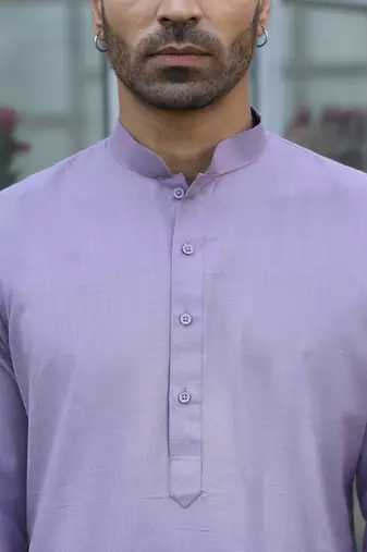 cotton blend solid knee length mauve kurta