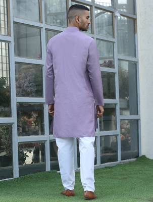 cotton blend solid knee length mauve kurta 3
