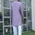cotton blend solid knee length mauve kurta