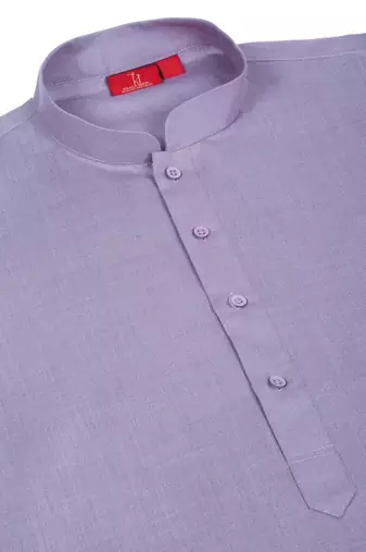 cotton blend solid knee length mauve kurta