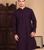Purple cotton chikankari kurta pajama for mens