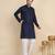 cotton blend solid knee length navy blue kurta