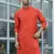 cotton blend solid knee length orange kurta