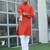 cotton blend solid knee length orange kurta
