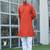 cotton blend solid knee length orange kurta