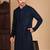Deep blue rayon sequins kurta pajama for mens
