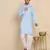 cotton blend solid knee length sky blue kurta