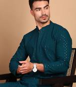 Firozi rayon sequins kurta pajama for mens