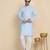 cotton blend solid knee length sky blue kurta