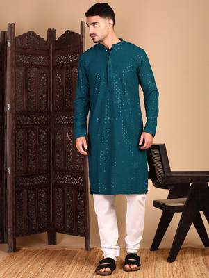 Firozi rayon sequins kurta pajama for mens 2