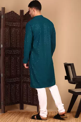 Firozi rayon sequins kurta pajama for mens