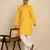 Floral printed cotton blend yellow kurta