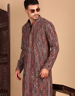 Multicolor cotton sequins kurta pajama for mens 1