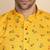 Floral printed cotton blend yellow kurta