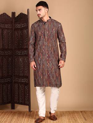 Multicolor cotton sequins kurta pajama for mens 2