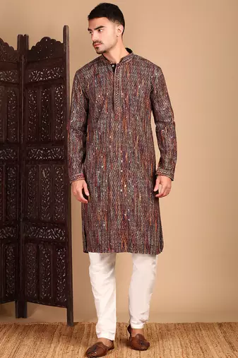 Multicolor cotton sequins kurta pajama for mens