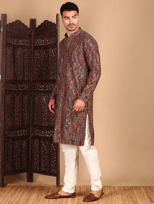 Multicolor cotton sequins kurta pajama for mens 3
