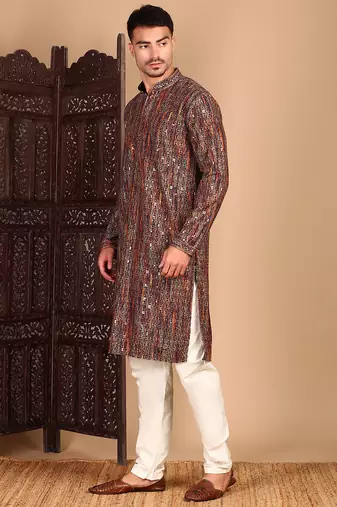 Multicolor cotton sequins kurta pajama for mens