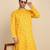Floral printed cotton blend yellow kurta