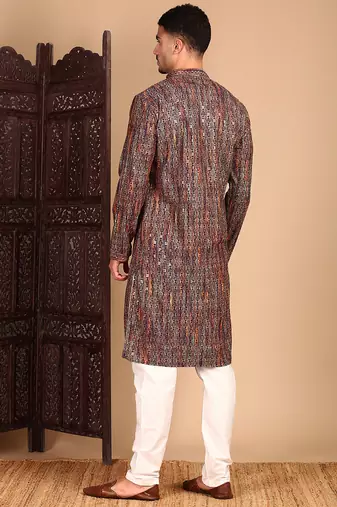 Multicolor cotton sequins kurta pajama for mens