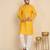 Floral printed cotton blend yellow kurta