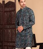 Firozi cotton sequins kurta pajama for mens