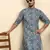 cotton blend geometric printed blue kurta