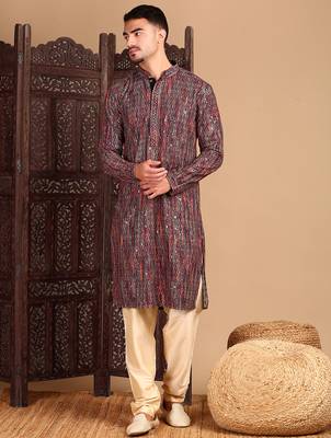 Multicolor cotton sequins kurta pajama for mens 2