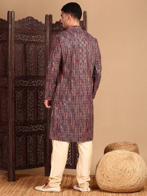 Multicolor cotton sequins kurta pajama for mens 4