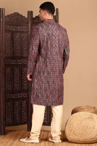 Multicolor cotton sequins kurta pajama for mens