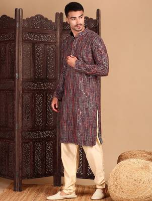 Multicolor cotton sequins kurta pajama for mens 5