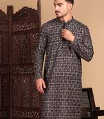 Black cotton sequins kurta pajama for mens