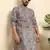 cotton blend geometric printed grey kurta