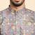 cotton blend geometric printed grey kurta