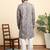 cotton blend geometric printed grey kurta