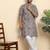 cotton blend geometric printed grey kurta
