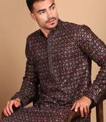 maroon cotton sequins kurta pajama for mens