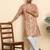 cotton blend geometric printed orange kurta
