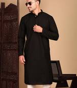 Black rayon chikanakri kurta pajama for mens