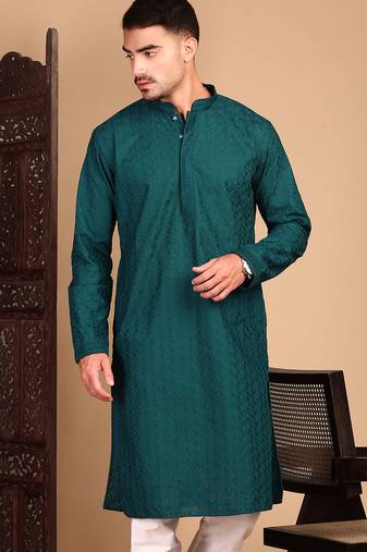 Firozi rayon chikanakri kurta pajama for mens