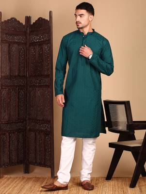 Firozi rayon chikanakri kurta pajama for mens 2