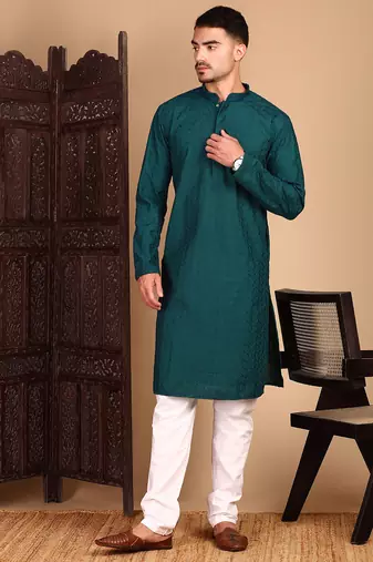 Firozi rayon chikanakri kurta pajama for mens