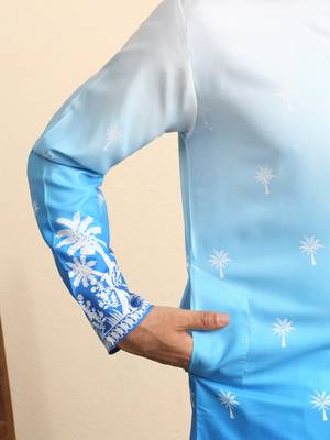Cotton blend ombre printed blue kurta 4