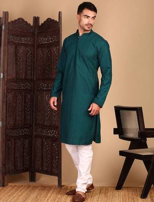 Firozi rayon chikanakri kurta pajama for mens 3