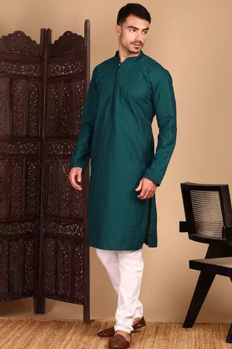 Firozi rayon chikanakri kurta pajama for mens